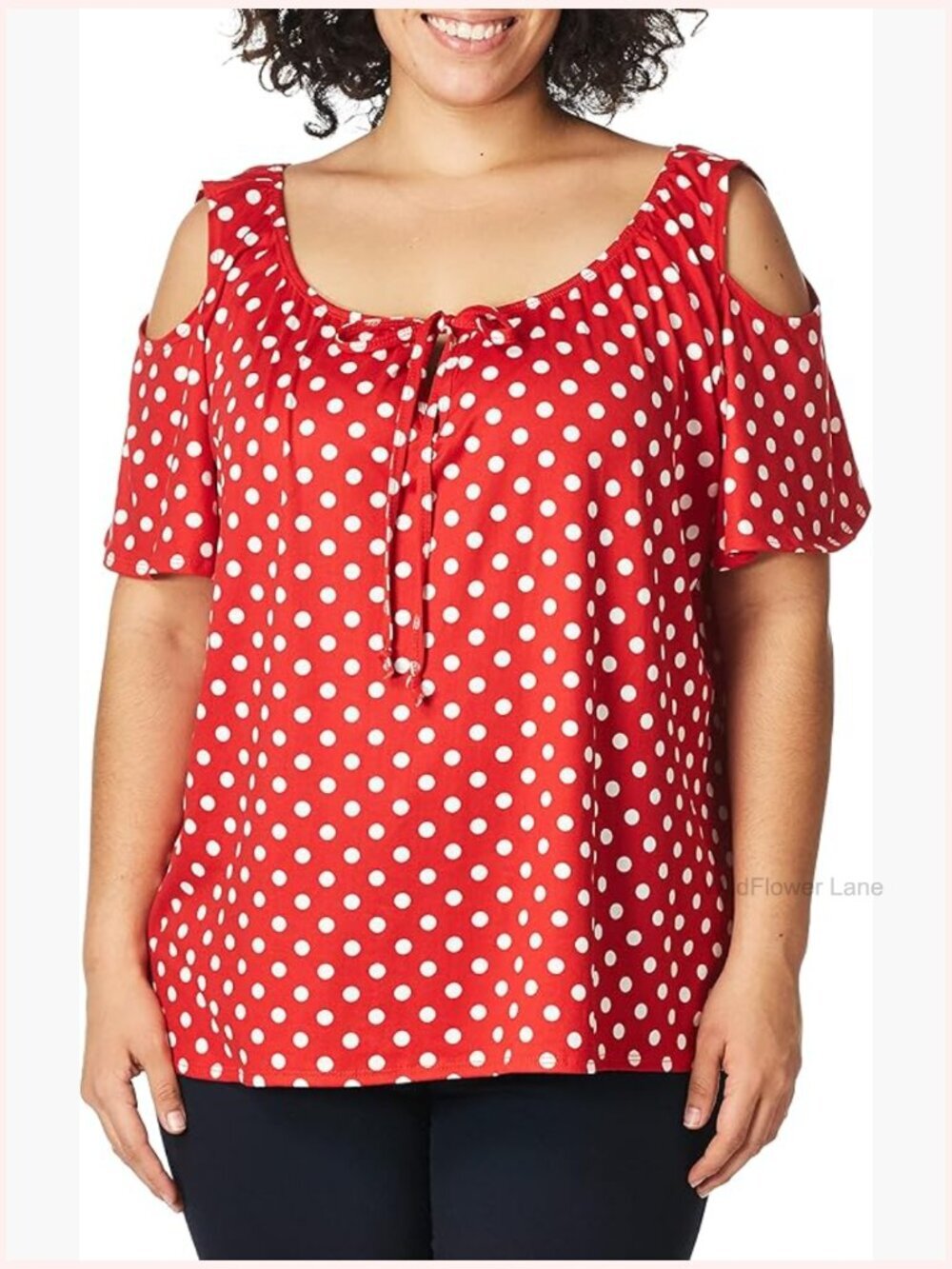 Plus-Size Short-Sleeve Cold-Shoulder Peasant Top
